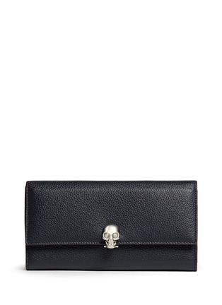 Main View - Click To Enlarge - ALEXANDER MCQUEEN - Skull grainy leather continental wallet