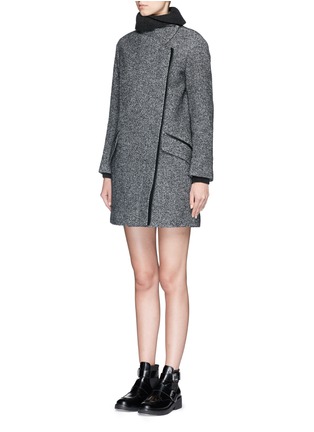 Front View - Click To Enlarge - VINCE - Knit collar asymmetric bouclé coat