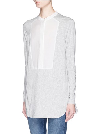 Front View - Click To Enlarge - VINCE - Tuxedo insert cotton-modal jersey tunic