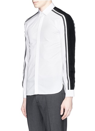 Front View - Click To Enlarge - NEIL BARRETT - Contrast sleeve stripe cotton poplin shirt