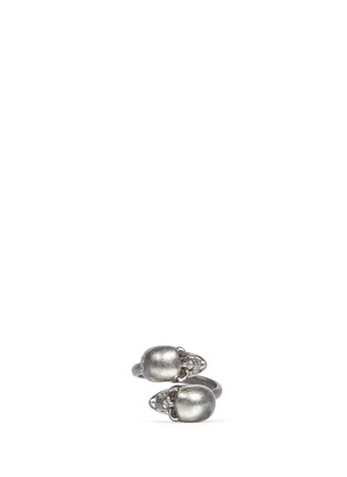 Main View - Click To Enlarge - ALEXANDER MCQUEEN - Twin skull brass ring