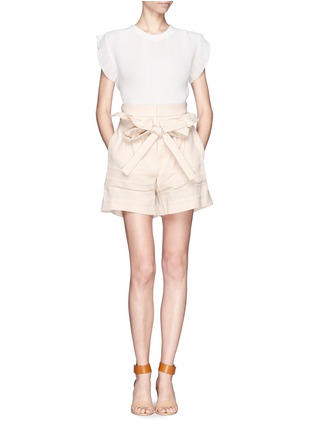 Figure View - Click To Enlarge - CHLOÉ - Linen-blend paper bag shorts