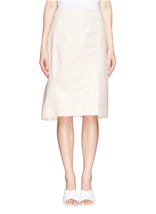 Main View - Click To Enlarge - JIL SANDER - 'Recipe' shiny canvas slit front skirt