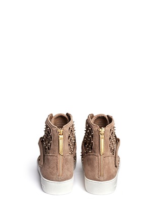 Back View - Click To Enlarge - MICHAEL KORS - Keaton studded and perforated suede high-top sneakers