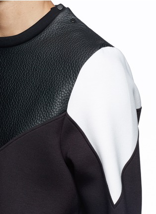Detail View - Click To Enlarge - NEIL BARRETT - Geometric leather panel bonded jersey sweatshirt