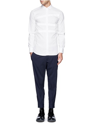 Figure View - Click To Enlarge - NEIL BARRETT - Irregular stripe panel shirt