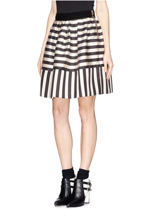 Front View - Click To Enlarge - MO&CO. EDITION 10 - Mixed Stripe Mini Skirt