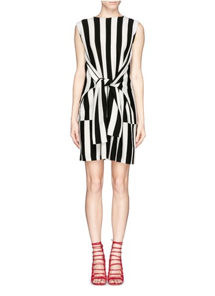 Main View - Click To Enlarge - MO&CO. EDITION 10 - Tied sleeve vertical stripe wool dress