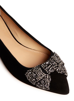 Detail View - Click To Enlarge - TORY BURCH - 'Vanessa' crystal bow suede flats