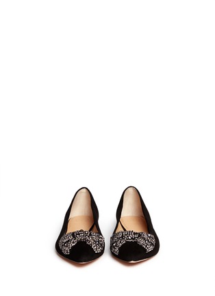 Figure View - Click To Enlarge - TORY BURCH - 'Vanessa' crystal bow suede flats