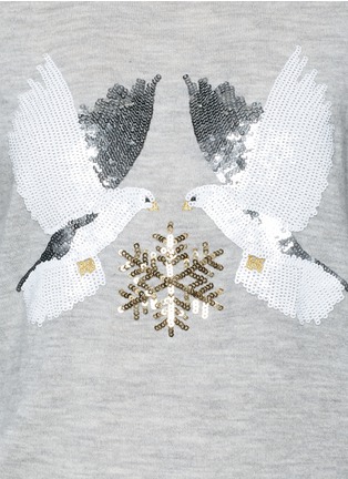 Detail View - Click To Enlarge - KATE BARNETT - X Lane Crawford Dove and snowflake sequin cashmere sweater