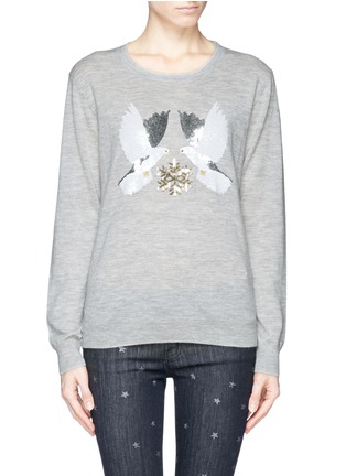 Main View - Click To Enlarge - KATE BARNETT - X Lane Crawford Dove and snowflake sequin cashmere sweater