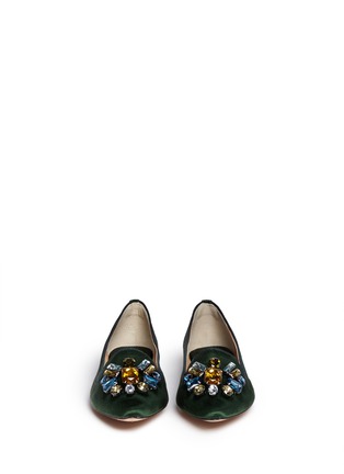 Figure View - Click To Enlarge - TORY BURCH - 'Mayada' jewel satin smoking slippers
