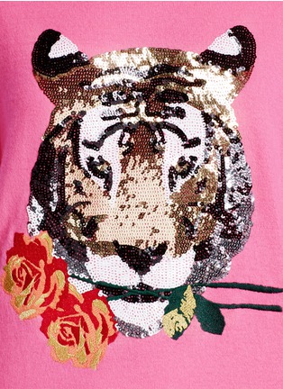 Detail View - Click To Enlarge - KATE BARNETT - X Lane Crawford Tiger sequin embroidery cashmere sweater