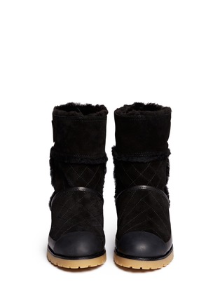 Figure View - Click To Enlarge - TORY BURCH - 'Boughton' quilted suede shearling boots