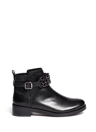 Main View - Click To Enlarge - TORY BURCH - 'Bloomfield' chain strap leather ankle boots