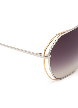 Detail View - Click To Enlarge - LINDA FARROW - Layered hexagon frame titanium sunglasses