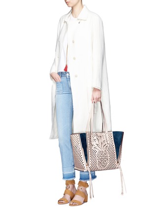 Figure View - Click To Enlarge - CHLOÉ - 'Milo' medium pineapple embossed perforated leather tote