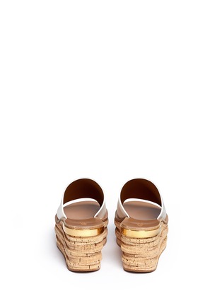 Back View - Click To Enlarge - CHLOÉ - 'Camille' cork wedge leather slide sandals