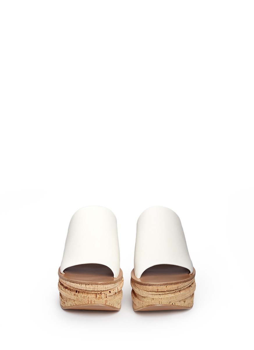 CHLOÉ 'Camille' cork wedge leather slide sandals