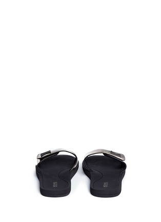 Back View - Click To Enlarge - MICHAEL KORS - 'MK' logo metallic band rubber slide sandals