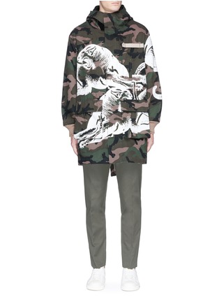 Main View - Click To Enlarge - VALENTINO GARAVANI - Panther camouflage print hooded parka