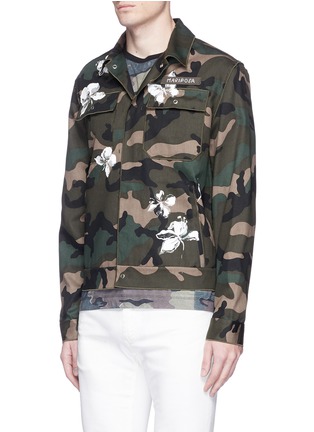 Front View - Click To Enlarge - VALENTINO GARAVANI - Camouflage butterfly print cotton blouson jacket