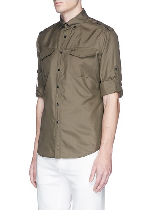 Detail View - Click To Enlarge - VALENTINO GARAVANI - Shoulder and sleeve epaulette silk shirt