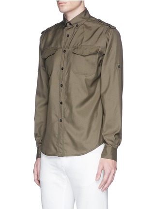 Front View - Click To Enlarge - VALENTINO GARAVANI - Shoulder and sleeve epaulette silk shirt