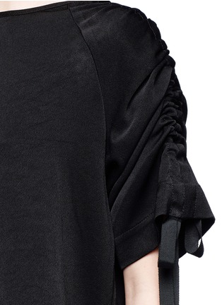 Detail View - Click To Enlarge - GEORGIA ALICE - Ruched sleeve crepe back satin top
