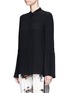 Front View - Click To Enlarge - STELLA MCCARTNEY - 'Arielle' pleated sleeve silk shirt