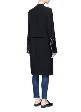 Back View - Click To Enlarge - VICTORIA, VICTORIA BECKHAM - Mixed sequin cuff wool gabardine coat