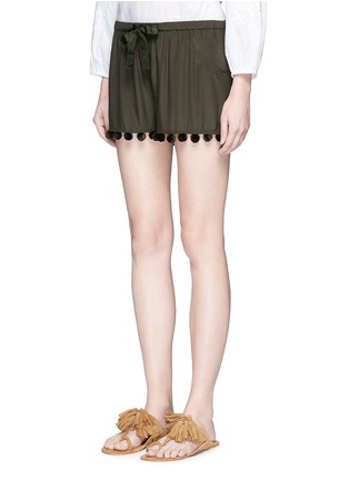 Front View - Click To Enlarge - FIGUE - 'Maja' pompom woven silk shorts