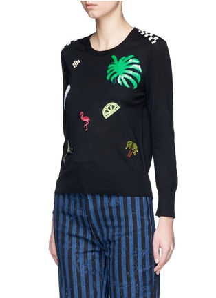 Front View - Click To Enlarge - MARC JACOBS - Sequin embroidered patch wool sweater