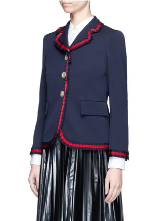 Front View - Click To Enlarge - GUCCI - Pleated web trim wool-silk jacket