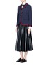 Figure View - Click To Enlarge - GUCCI - Pleated web trim wool-silk jacket