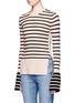 Front View - Click To Enlarge - MO&CO. EDITION 10 - Stripe high low hem sweater