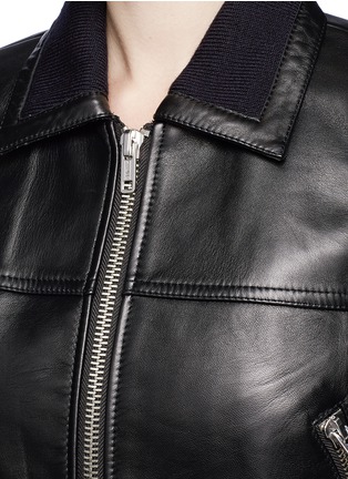 Detail View - Click To Enlarge - 3.1 PHILLIP LIM - Wool knit sleeve lambskin leather jacket