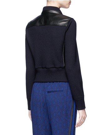 Back View - Click To Enlarge - 3.1 PHILLIP LIM - Wool knit sleeve lambskin leather jacket