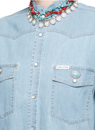 Detail View - Click To Enlarge - FORTE COUTURE - Embellished collar denim shirt