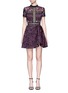 Main View - Click To Enlarge - SELF-PORTRAIT - 'Eliza' panelled cutwork flared mini dress