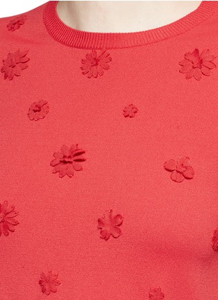 Detail View - Click To Enlarge - VALENTINO GARAVANI - Crepe Couture daisy appliqué knit dress