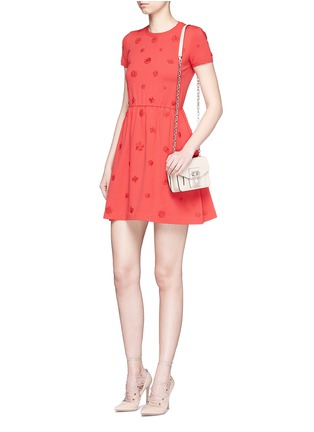Figure View - Click To Enlarge - VALENTINO GARAVANI - Crepe Couture daisy appliqué knit dress