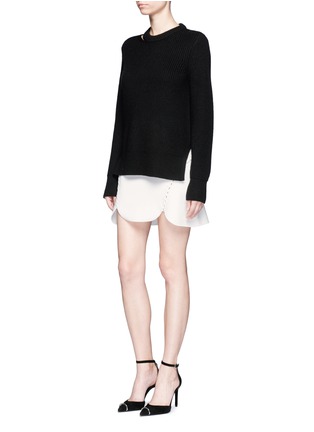 Figure View - Click To Enlarge - ALEXANDER WANG - Laced cutout knit skirt