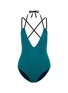 Main View - Click To Enlarge - SOLID & STRIPED - 'Alexandra' cross back halterneck one-piece swimsuit