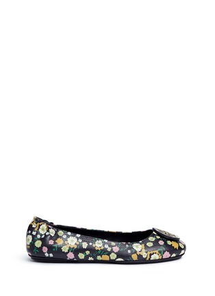 Main View - Click To Enlarge - TORY BURCH - 'Minnie Travel' floral print leather ballet flats