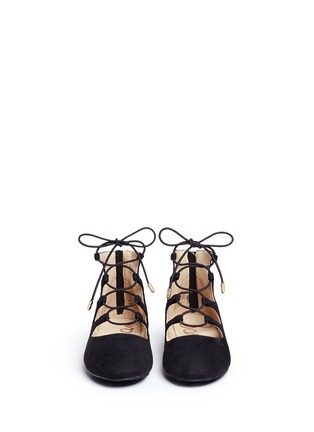 Figure View - Click To Enlarge - SAM EDELMAN - 'Felicia Stella' faux suede lace-up kids flats