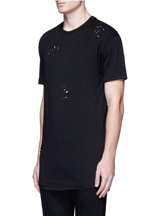 Front View - Click To Enlarge - TOPMAN - Distressed cotton jersey T-shirt
