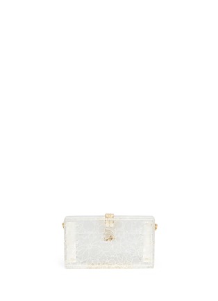 Back View - Click To Enlarge - - - 'Dolce Box' inset Taormina lace Plexiglas clutch