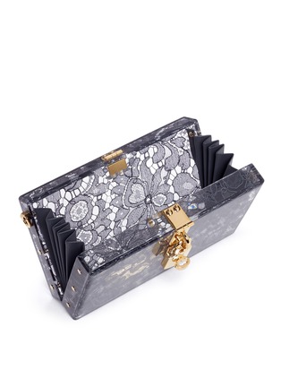 Detail View - Click To Enlarge - - - 'Dolce Box' inset Taormina lace Plexiglas clutch